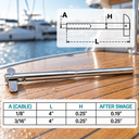 Marine Grade T316 Stainless Steel Machined Drop Pin Swage Stud, Cable Railing Wire Rope End Fitting - PACK 10