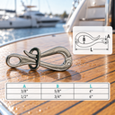 Stainless Steel Pelican Hook with Loop, Marine Boat Rigging Quick Release Hook for Sailing, Rope, Cable, and Outdoor Use - PACK 10