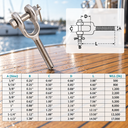 Marine Grade T316 Stainless Steel Left Hand Turnbuckle Jaw, Drop Forged Rigging Hardware for Boat, Dock, and Outdoor Use - PACK 4