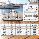 T304 Stainless Steel Oblong Pad Eye Plate, Marine Formed Welded Eye Hardware for Rigging, Tie Down, Rope, and Cable - PACK 4