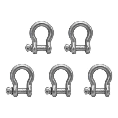 1/2'' Screw Pin Anchor D Ring Rigging Bow Shackle Galvanized Steel Drop Forged Set 5 PC For Marine Boat WLL 4000 Lbs