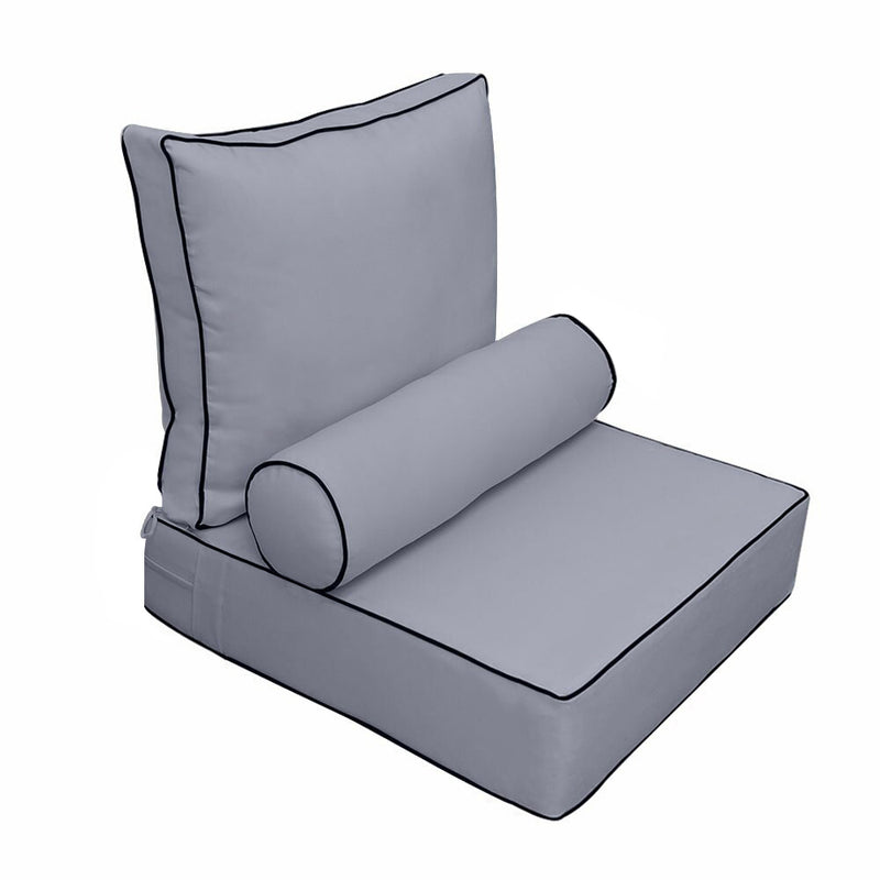 Large Size Outdoor Deep Seat Back Rest Bolster Cushion Insert and Slip Cover Set