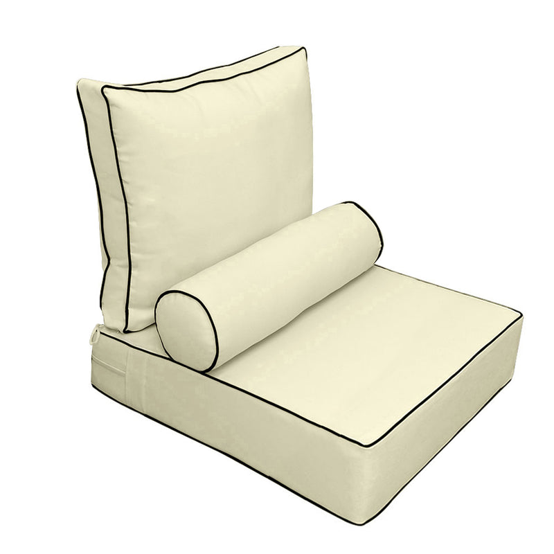 Large Size Outdoor Deep Seat Back Rest Bolster Cushion Insert and Slip Cover Set