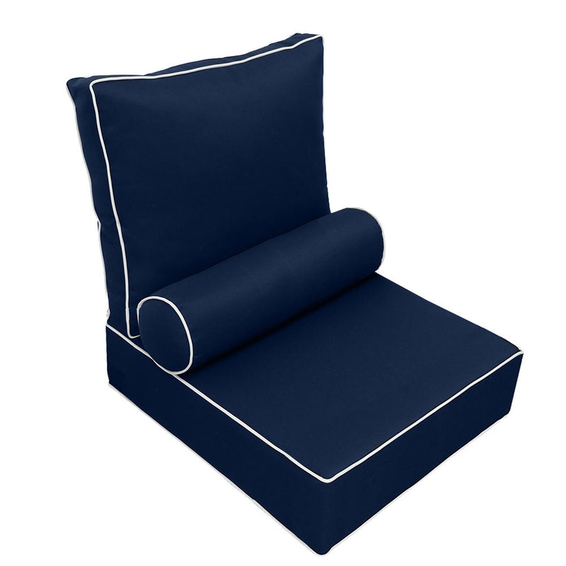 Large Size Outdoor Deep Seat Back Rest Bolster Cushion Insert and Slip Cover Set