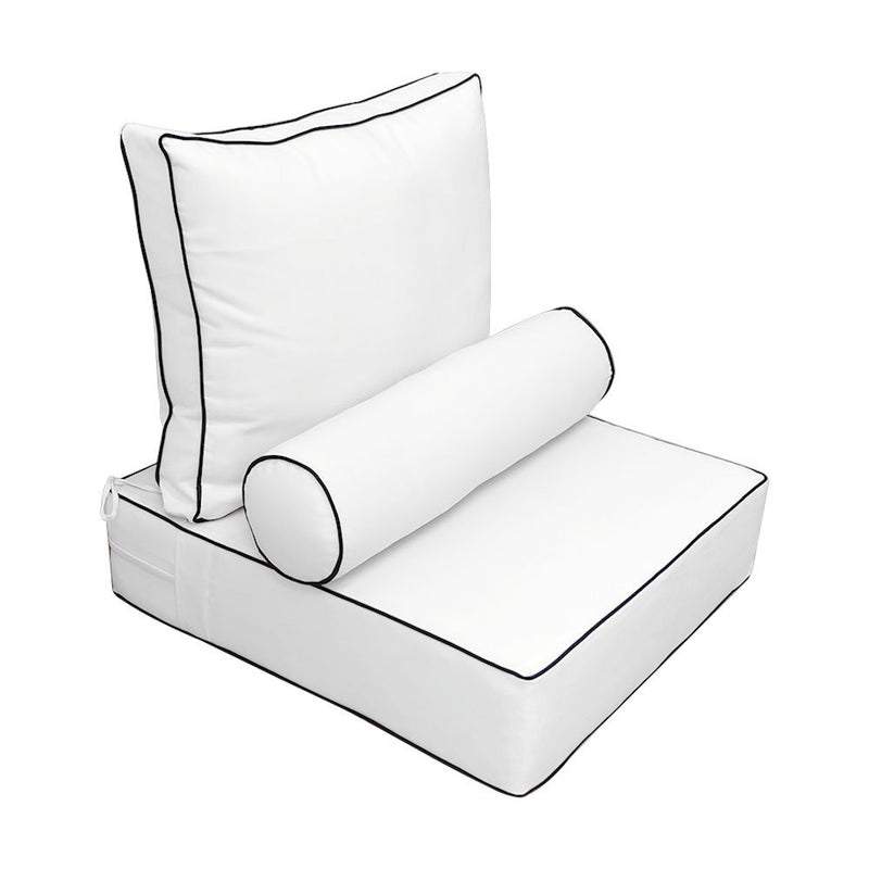 Large Size Outdoor Deep Seat Back Rest Bolster Cushion Insert and Slip Cover Set
