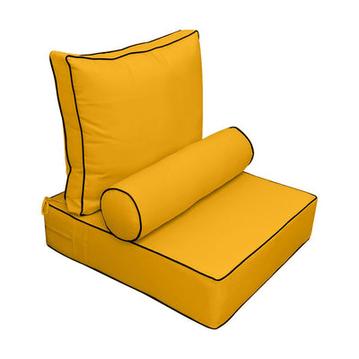 Large Size Outdoor Deep Seat Back Rest Bolster Cushion Insert and Slip Cover Set