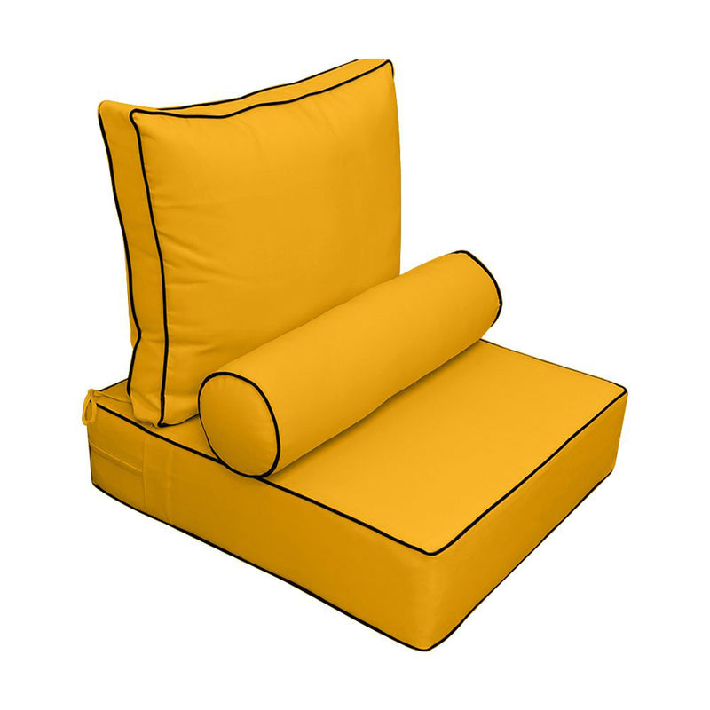 Large Size Outdoor Deep Seat Back Rest Bolster Cushion Insert and Slip Cover Set