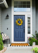22” Artificial Mixed Floral & Lemon Wreath, Botanical Silk Flower Front Door Wreath with Faux Lemons, Farmhouse Spring Summer Wall Décor for Home & Kitchen