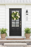 23” Spring Botanical Artificial Magnolia Wreath, Real Touch Silk Floral Farmhouse Door Wreath, Lifelike Magnolia Blossoms for Front Door, Wall Décor & Seasonal Home Decoration
