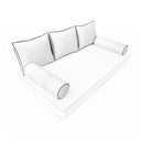 Model-3 - AD106 Crib Contrast Pipe Trim Bolster & Back Pillow Cushion Outdoor SLIP COVER ONLY