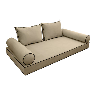 Model V1 - Velvet Indoor Daybed Mattress Bolster Pillow Backrest Cushion |COVERS ONLY|