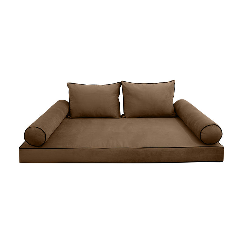 Model V1 - Velvet Indoor Daybed Mattress Bolster Pillow Backrest Cushion |COVERS ONLY|