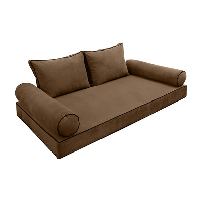 Model V1 - Velvet Indoor Daybed Mattress Bolster Pillow Backrest Cushion |COVERS ONLY|