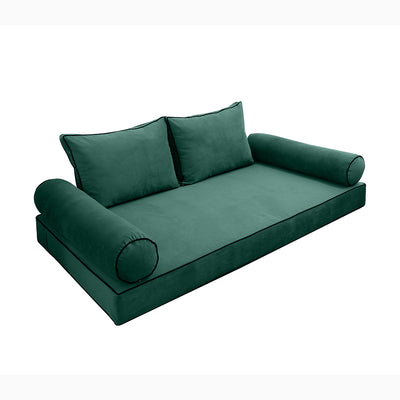 Model V1 - Velvet Indoor Daybed Mattress Bolster Pillow Backrest Cushion |COVERS ONLY|