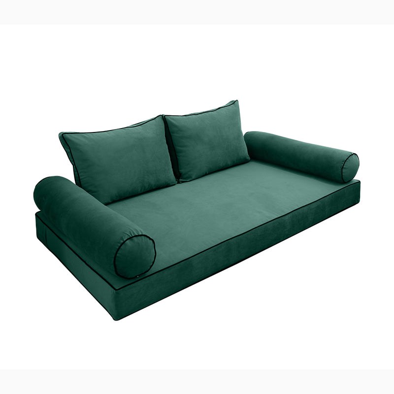 Model V1 - Velvet Indoor Daybed Mattress Bolster Pillow Backrest Cushion |COVERS ONLY|
