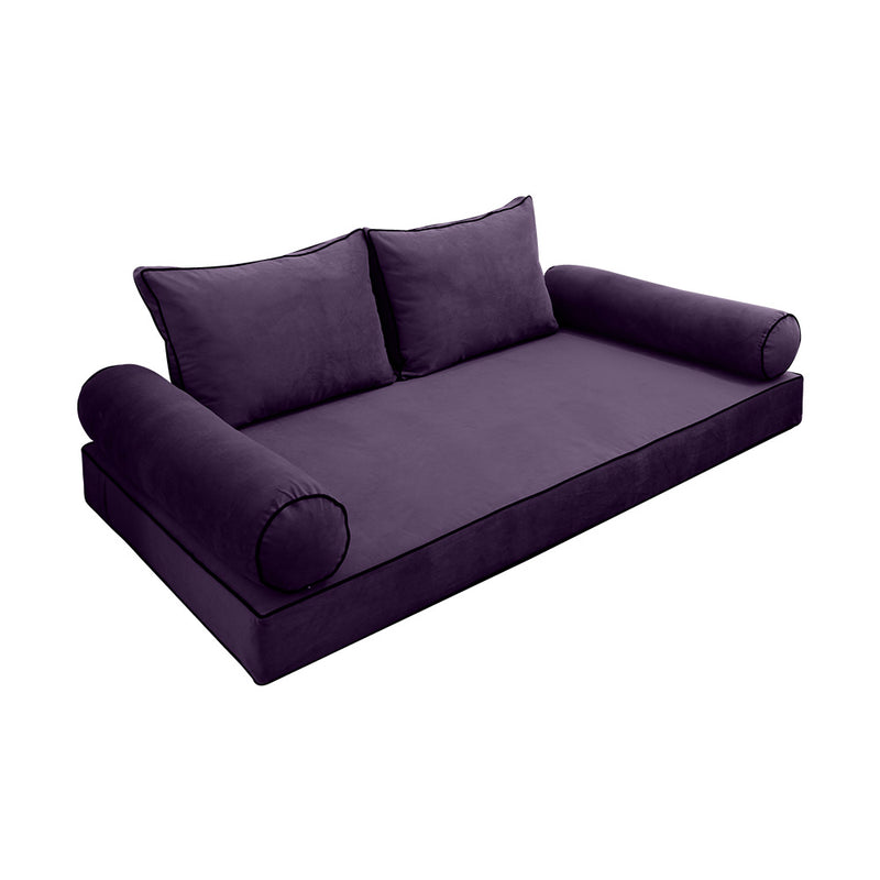 Model V1 - Velvet Indoor Daybed Mattress Bolster Pillow Backrest Cushion |COVERS ONLY|