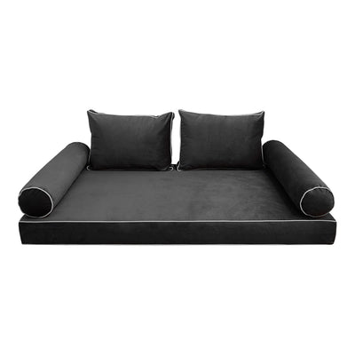 Model V1 - Velvet Indoor Daybed Mattress Bolster Pillow Backrest Cushion |COVERS ONLY|