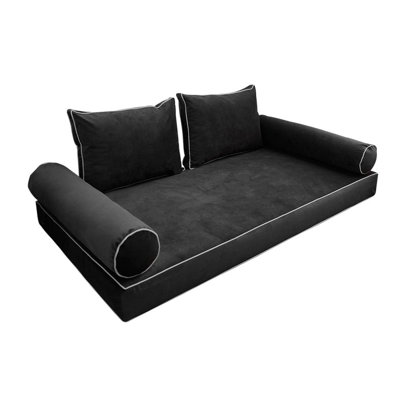 Model V1 - Velvet Indoor Daybed Mattress Bolster Pillow Backrest Cushion |COVERS ONLY|