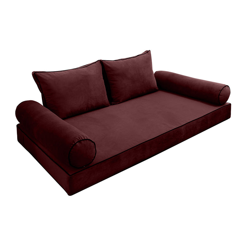 Model V1 - Velvet Indoor Daybed Mattress Bolster Pillow Backrest Cushion |COVERS ONLY|