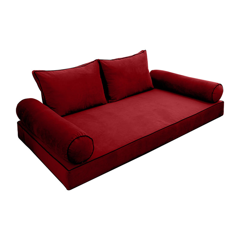 Model V1 - Velvet Indoor Daybed Mattress Bolster Pillow Backrest Cushion |COVERS ONLY|