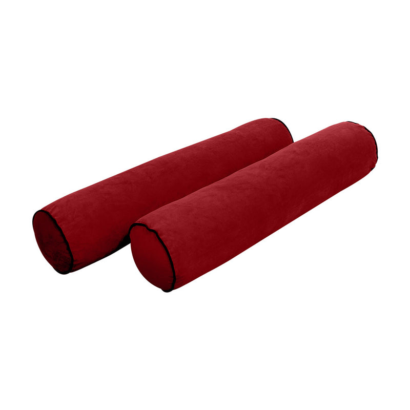 Model V4 - Velvet Indoor Daybed Bolster Pillow Backrest Cushion |COVERS ONLY|