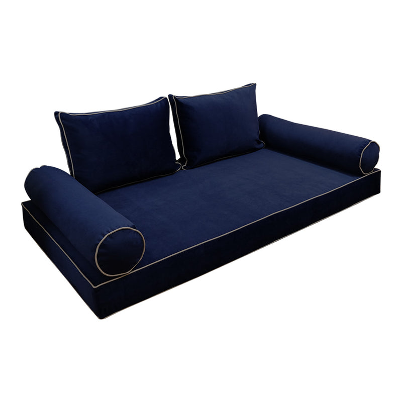 Model V1 - Velvet Indoor Daybed Mattress Bolster Pillow Backrest Cushion |COVERS ONLY|