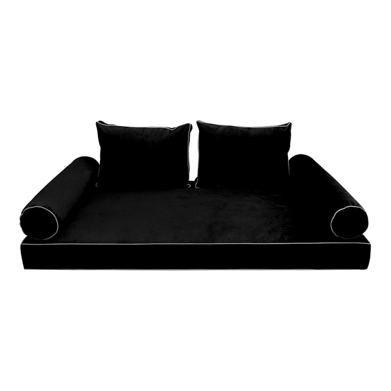 Model V1 - Velvet Indoor Daybed Mattress Bolster Pillow Backrest Cushion |COVERS ONLY|