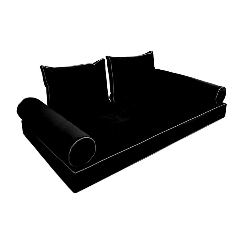 Model V1 - Velvet Indoor Daybed Mattress Bolster Pillow Backrest Cushion |COVERS ONLY|