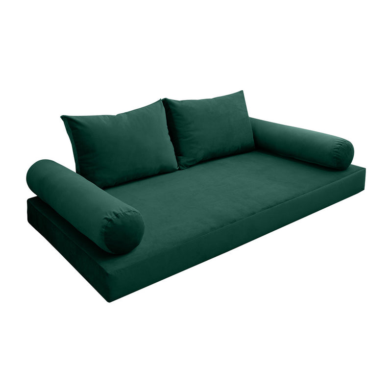 Model V1 - Velvet Indoor Daybed Mattress Bolster Pillow Backrest Cushion |COVERS ONLY|