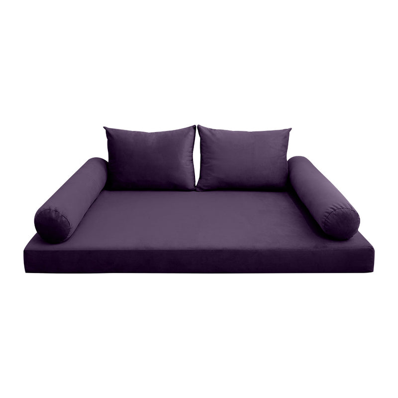 Model V1 - Velvet Indoor Daybed Mattress Bolster Pillow Backrest Cushion |COVERS ONLY|