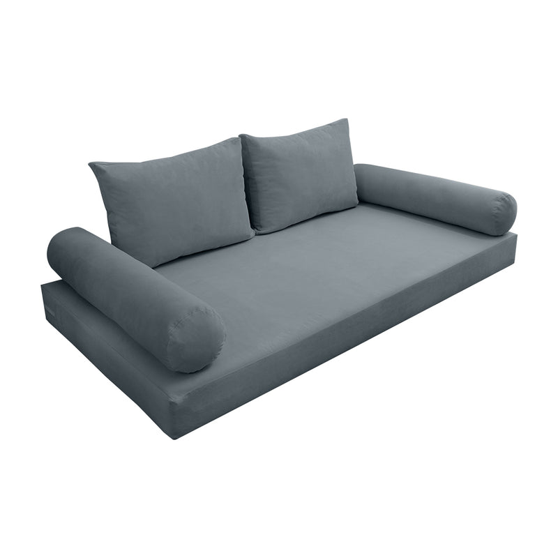 Model V1 - Velvet Indoor Daybed Mattress Bolster Pillow Backrest Cushion |COVERS ONLY|