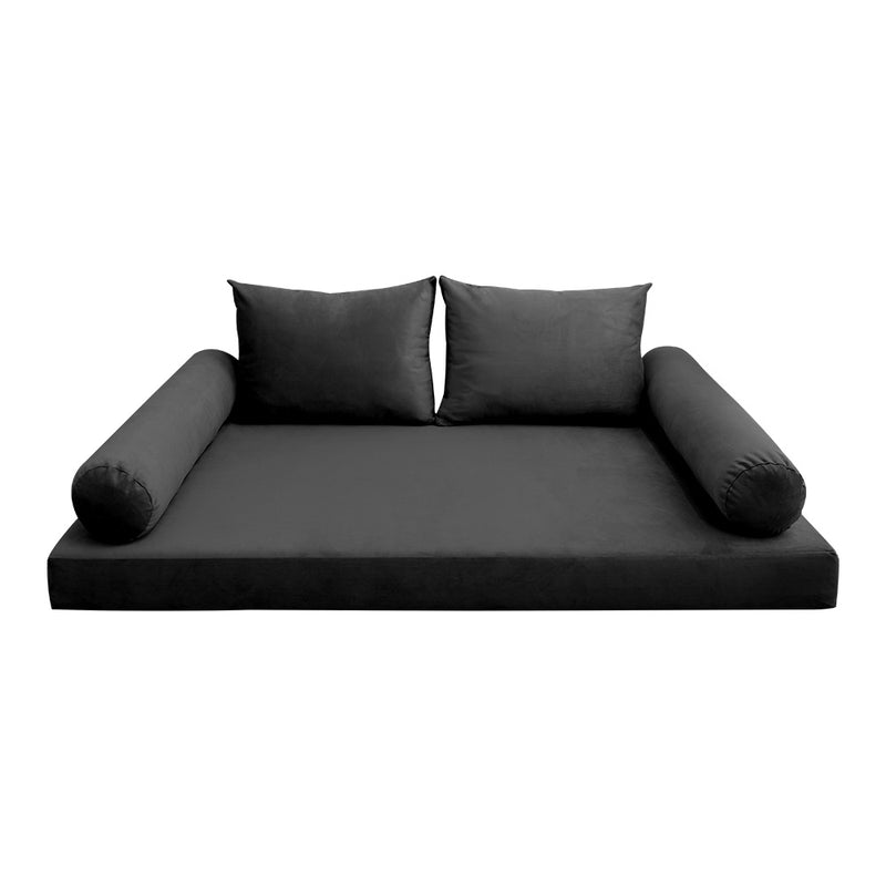 Model V1 - Velvet Indoor Daybed Mattress Bolster Pillow Backrest Cushion |COVERS ONLY|