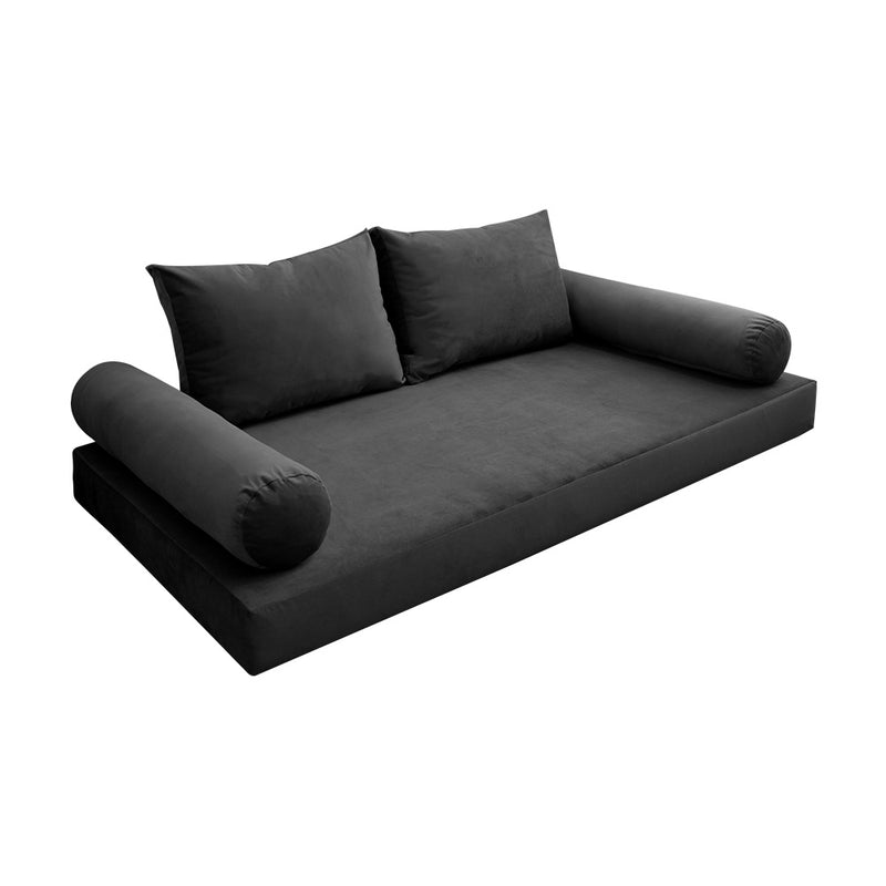 Model V1 - Velvet Indoor Daybed Mattress Bolster Pillow Backrest Cushion |COVERS ONLY|