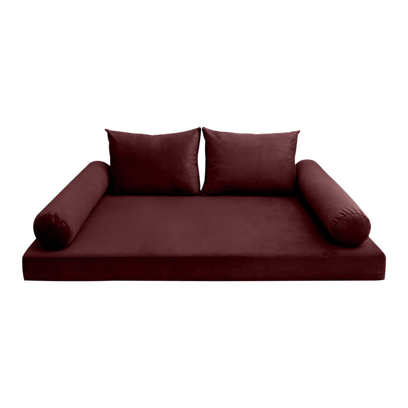 Model V1 - Velvet Indoor Daybed Mattress Bolster Pillow Backrest Cushion |COVERS ONLY|