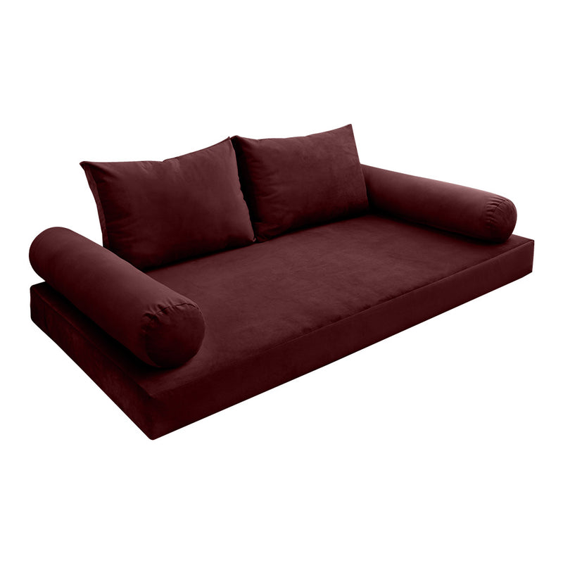 Model V1 - Velvet Indoor Daybed Mattress Bolster Backrest Cushions and Covers |Complete Set|