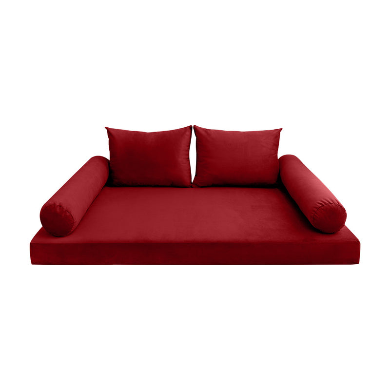 Model V1 - Velvet Indoor Daybed Mattress Bolster Pillow Backrest Cushion |COVERS ONLY|