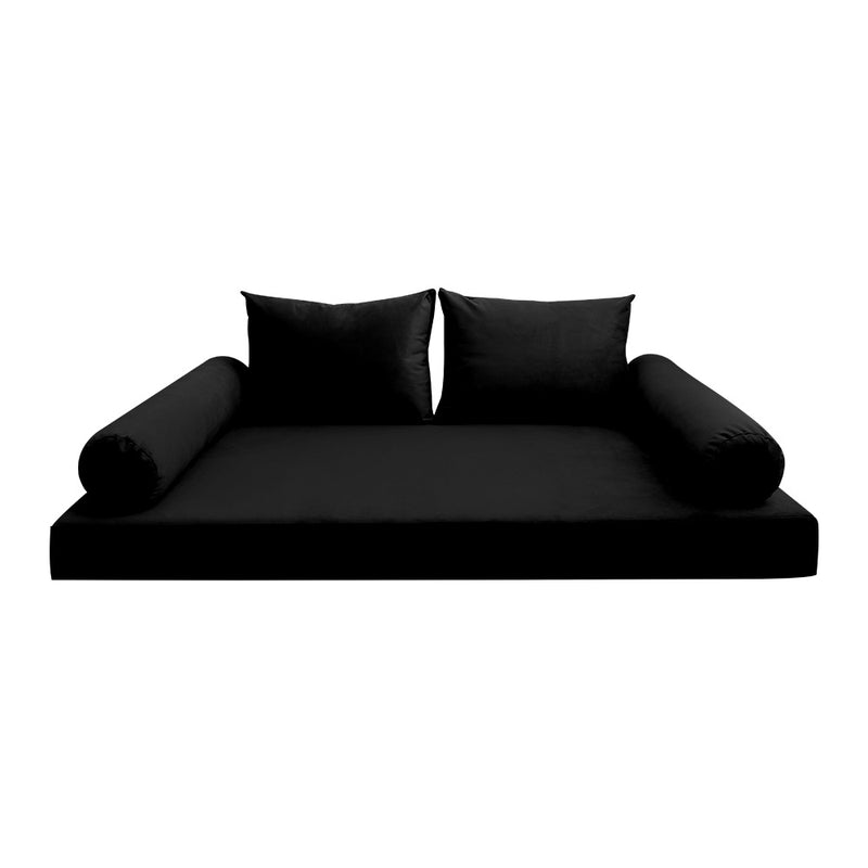 Model V1 - Velvet Indoor Daybed Mattress Bolster Pillow Backrest Cushion |COVERS ONLY|