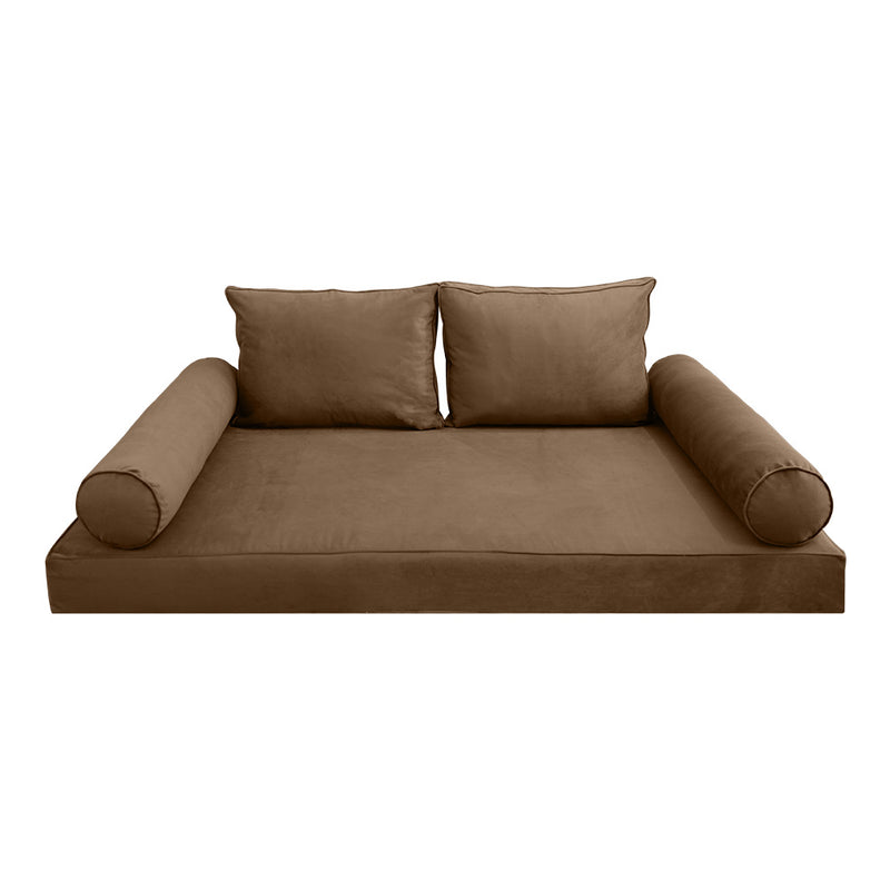 Model V1 - Velvet Indoor Daybed Mattress Bolster Pillow Backrest Cushion |COVERS ONLY|