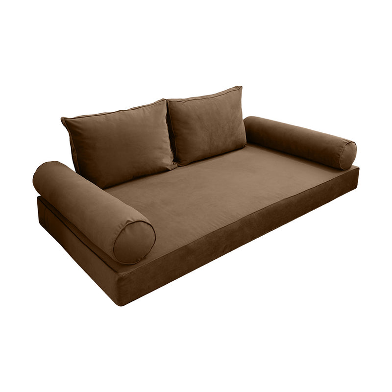 Model V1 - Velvet Indoor Daybed Mattress Bolster Pillow Backrest Cushion |COVERS ONLY|