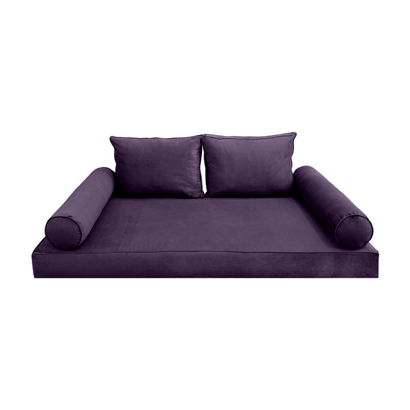 Model V1 - Velvet Indoor Daybed Mattress Bolster Pillow Backrest Cushion |COVERS ONLY|