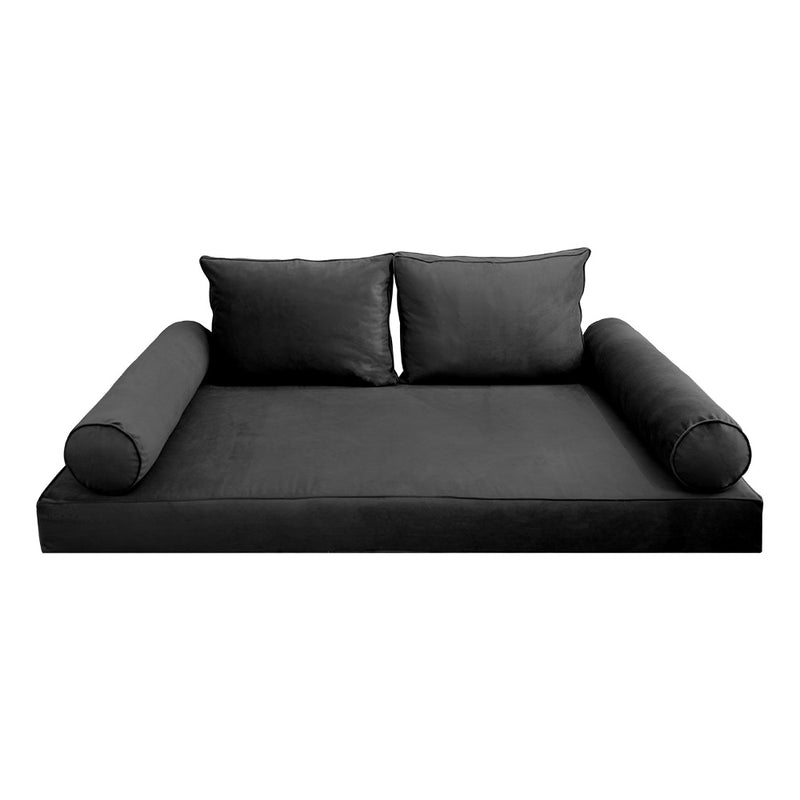 Model V1 - Velvet Indoor Daybed Mattress Bolster Pillow Backrest Cushion |COVERS ONLY|