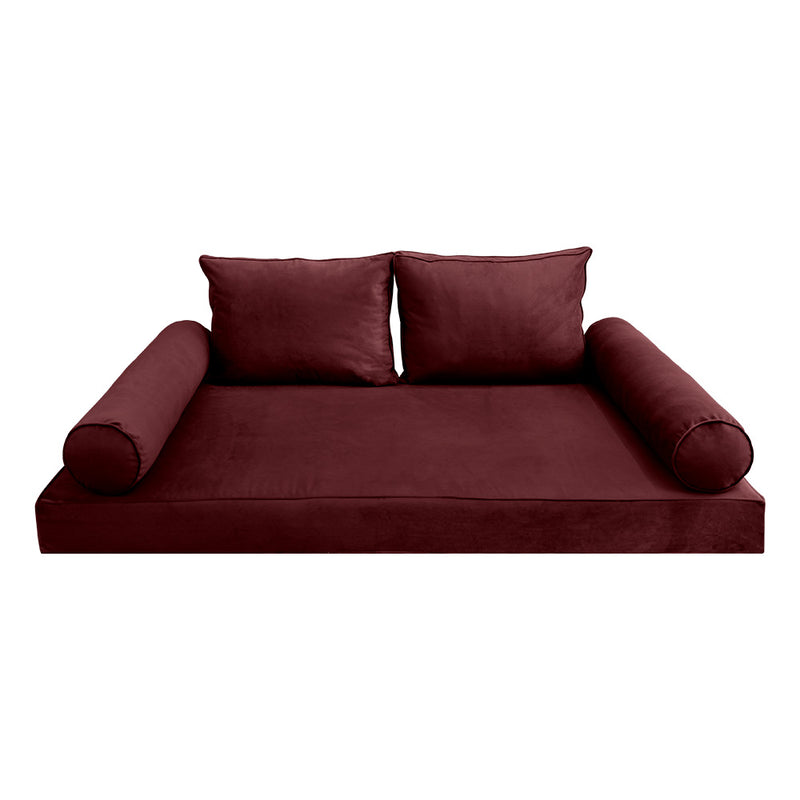 Model V1 - Velvet Indoor Daybed Mattress Bolster Pillow Backrest Cushion |COVERS ONLY|