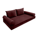 Model V1 - Velvet Indoor Daybed Mattress Bolster Pillow Backrest Cushion |COVERS ONLY|