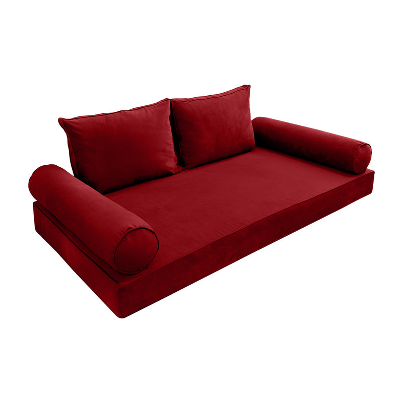 Model V1 - Velvet Indoor Daybed Mattress Bolster Pillow Backrest Cushion |COVERS ONLY|