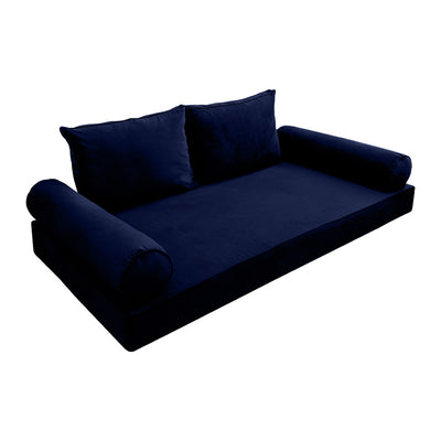 Model V1 - Velvet Indoor Daybed Mattress Bolster Backrest Cushions and Covers |Complete Set|