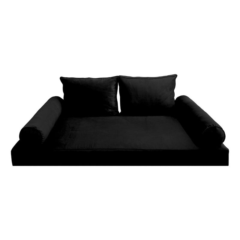 Model V1 - Velvet Indoor Daybed Mattress Bolster Pillow Backrest Cushion |COVERS ONLY|