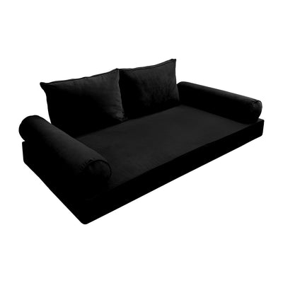 Model V1 - Velvet Indoor Daybed Mattress Bolster Backrest Cushions and Covers |Complete Set|