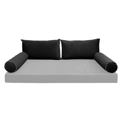 Model V2 - Velvet Indoor Daybed Bolster Pillow Backrest Cushion |COVERS ONLY|
