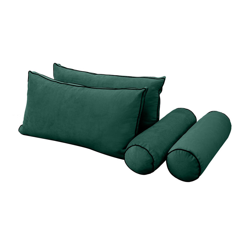 Model V2 - Velvet Indoor Daybed Mattress Bolster Backrest Cushions and Covers |Complete Set|