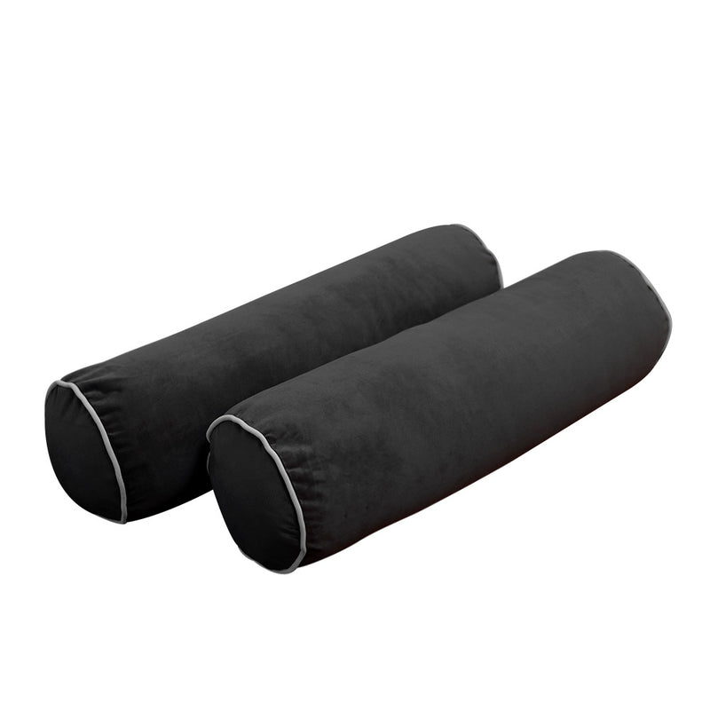 Model V3 - Velvet Indoor Daybed Bolster Pillow Backrest Cushion |COVERS ONLY|